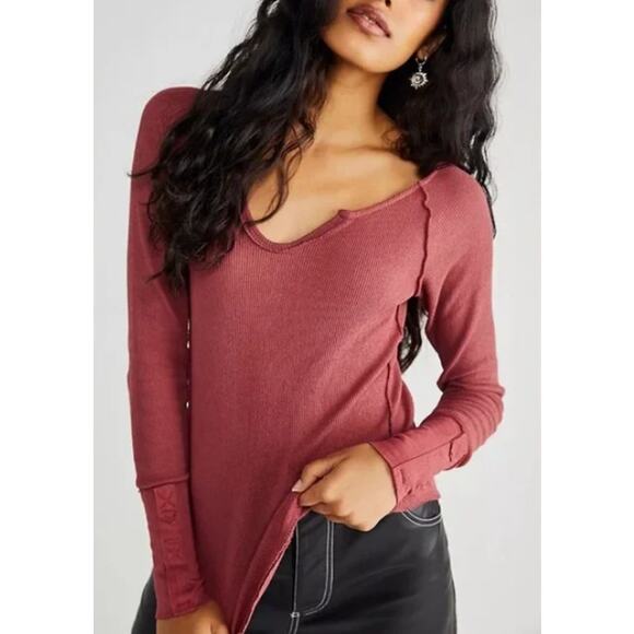 Free People Maroon Layer Up Thermal